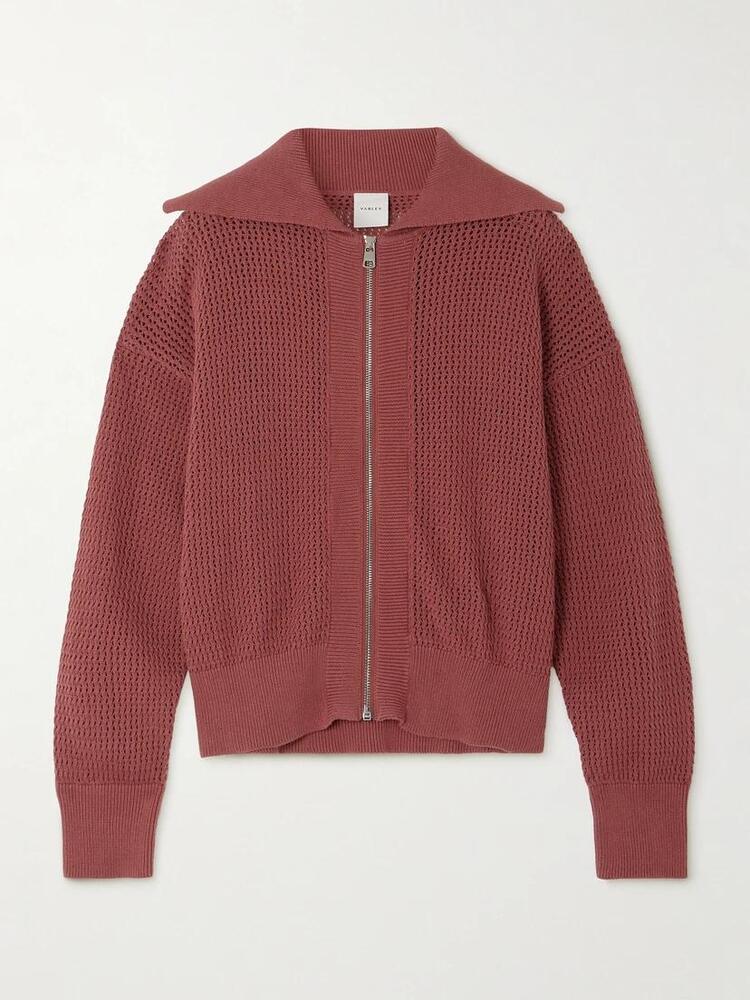 Varley Fairfield pointelle-knit cotton jacket in Pink